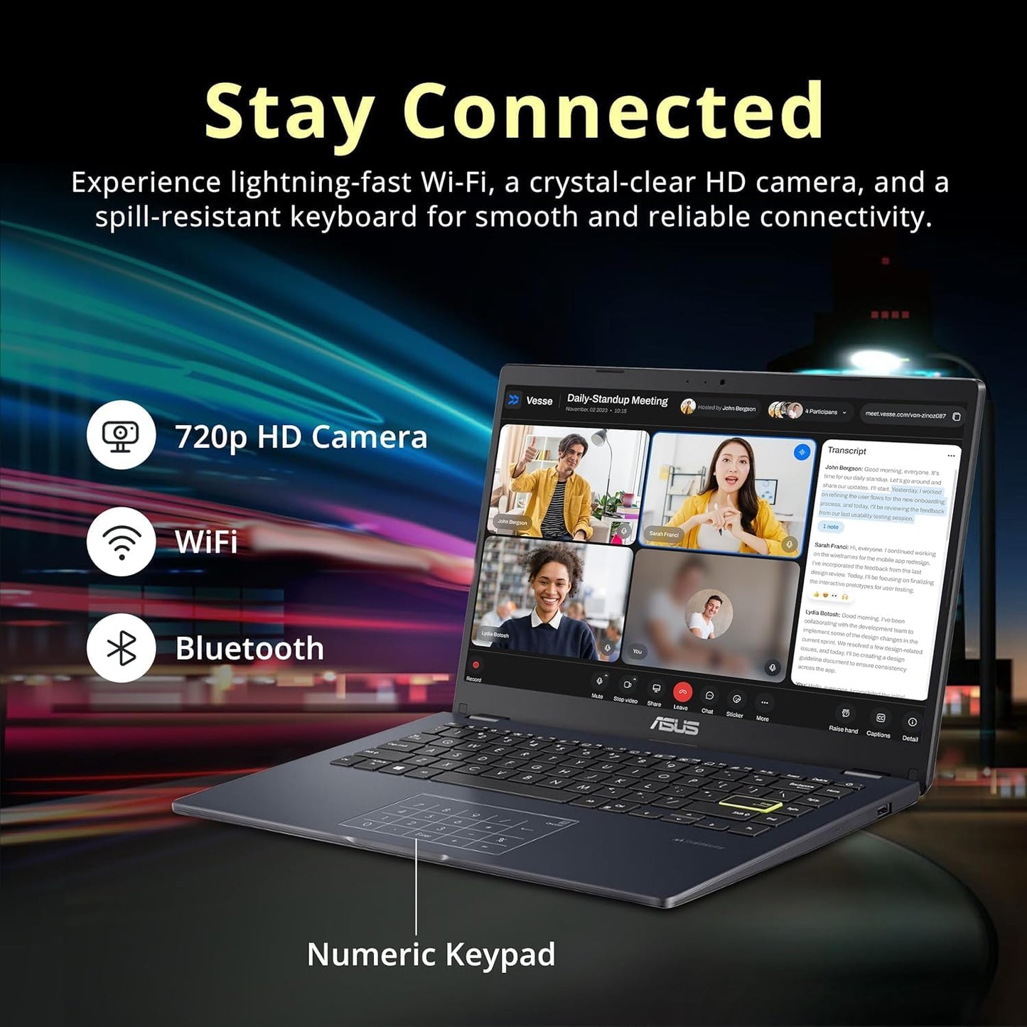 14" Laptop for Business & Student, 14" FHD Display, Intel Celeron N4500, 4GB Memory, 64GB Emmc, Numberpad, Webcam, Wi-Fi, HDMI, Windows 11