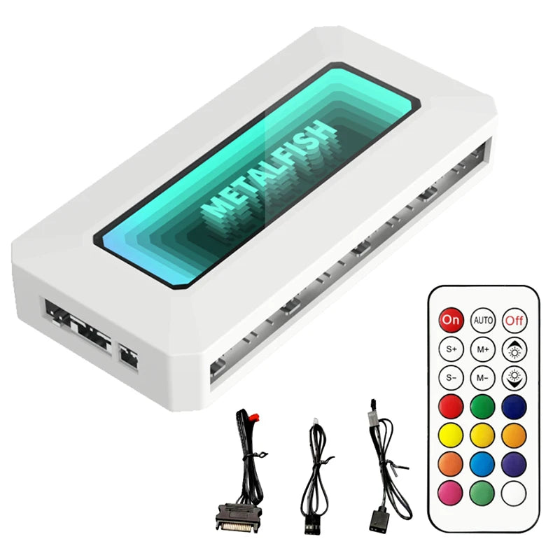 ARGB Fan HUB Splitter with 4Pin PWM for Computer Cooling SYNC CPU Radiator 5V 3Pin LED Light Strip Remote Controller