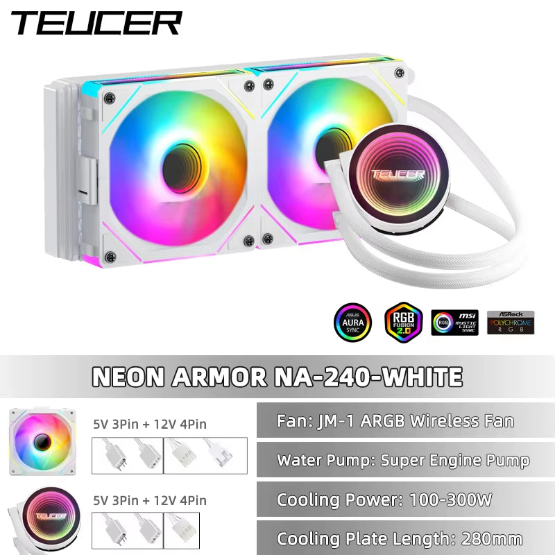 CPU Water Cooler with JM-1 Fan All in One CPU Liquid Cooling 240Mm/360Mm ARGB Water-Cooled Radiator for X99 Motherboard