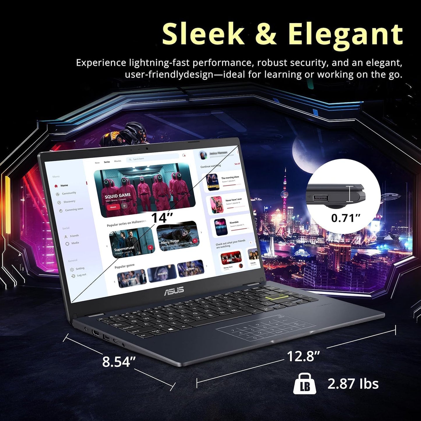 14" Laptop for Business & Student, 14" FHD Display, Intel Celeron N4500, 4GB Memory, 64GB Emmc, Numberpad, Webcam, Wi-Fi, HDMI, Windows 11