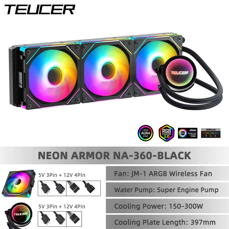 CPU Water Cooler with JM-1 Fan All in One CPU Liquid Cooling 240Mm/360Mm ARGB Water-Cooled Radiator for X99 Motherboard