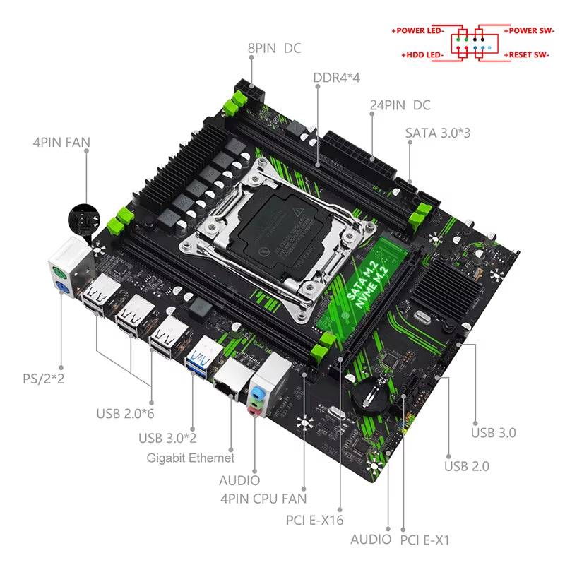 X99 PR9 Motherboard Kit Set LGA 2011-3 Set Intel Xeon E5 2650 V3 CPU and DDR4 16GB(2*8GB) RAM Optional Combo Usb3.0