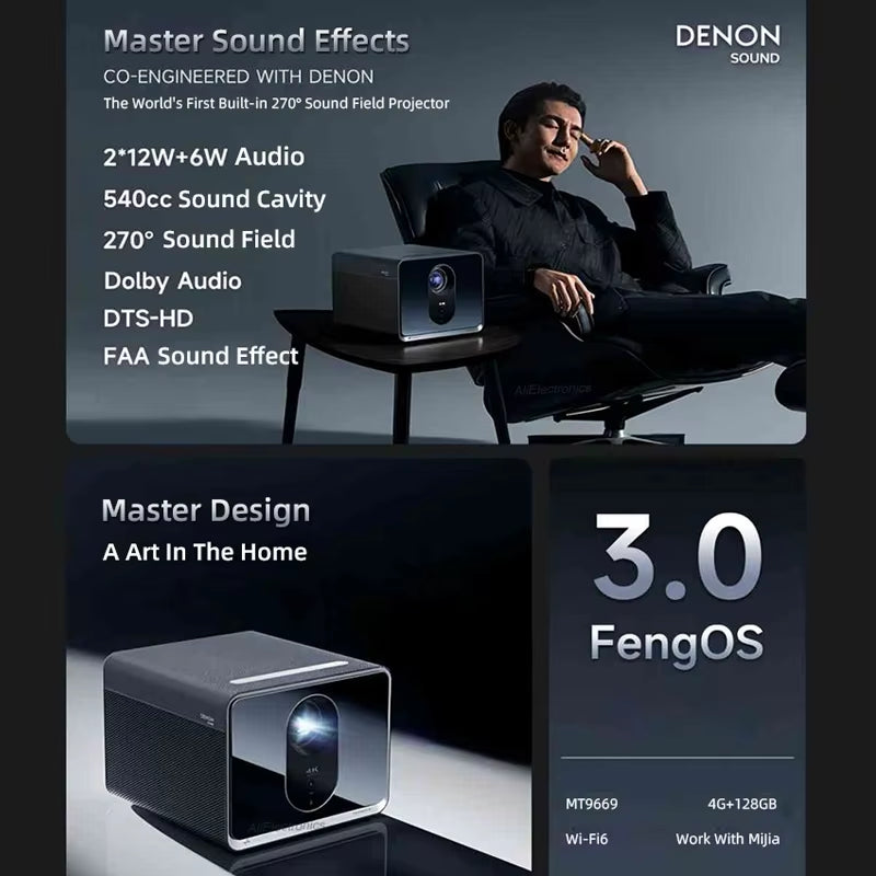 Fengmi X5 Master Series 4K Laser Projector 3840×2160 2450CVIA Lumens Formovie Video Beamer DLP MEMC for Home Theater DENON Sound