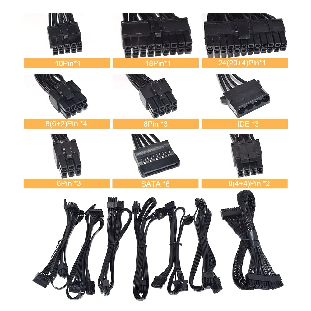 ATX 850W Full Modular RGB 80Plus Gold 20+4Pin 12V PSU Professional E-Sports Video Game Computer PC Power Supply