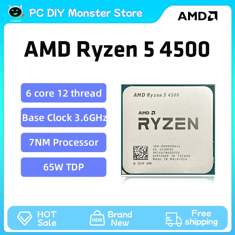 New Ryzen 5 4500 R5 4500 6-Core 3.6 Ghz 12-Thread 7NM 65W CPU Gamer CPU Processor Socket AM4 Ryzen 프로세서