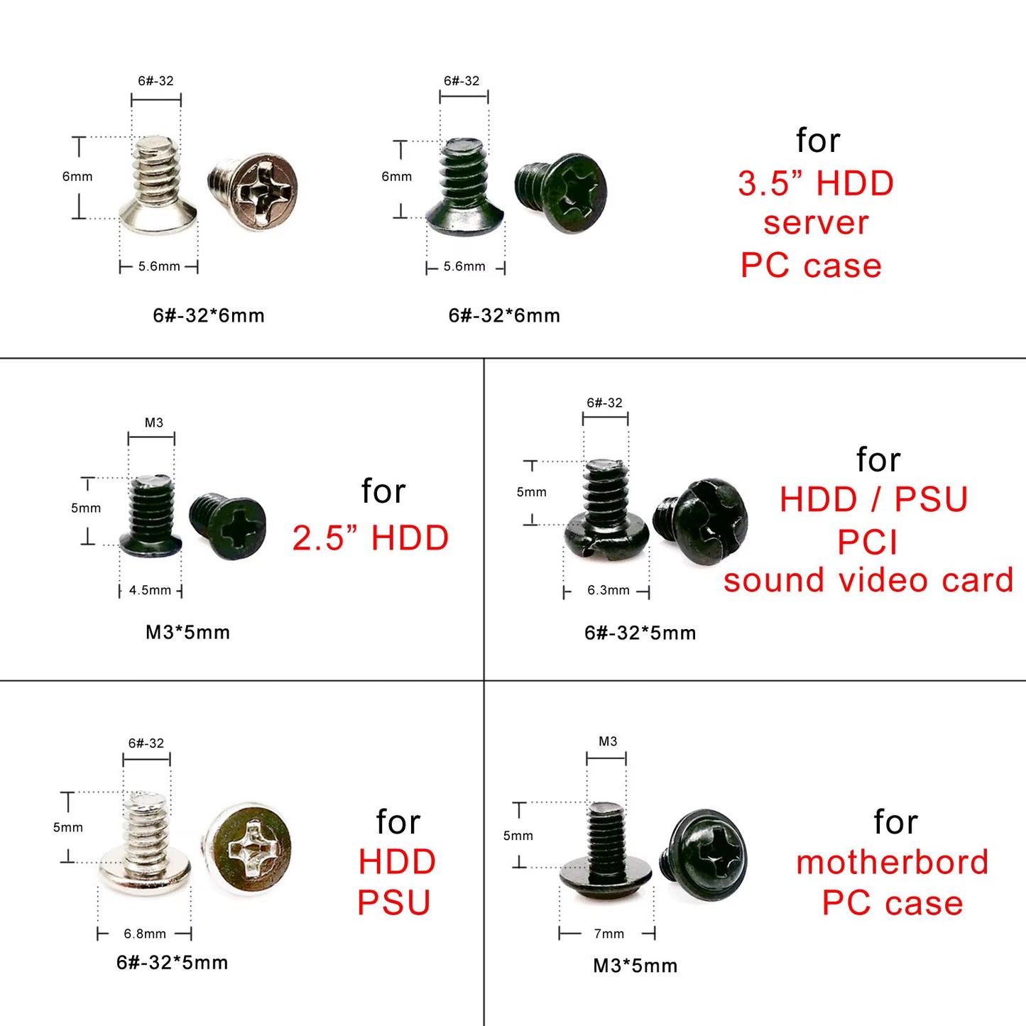 305Pcs/Box Computer PC Case Assemble Repair Set Kit Screw Bolt Standoff for Hard Disk Drive Fan Motherboard Power Supply