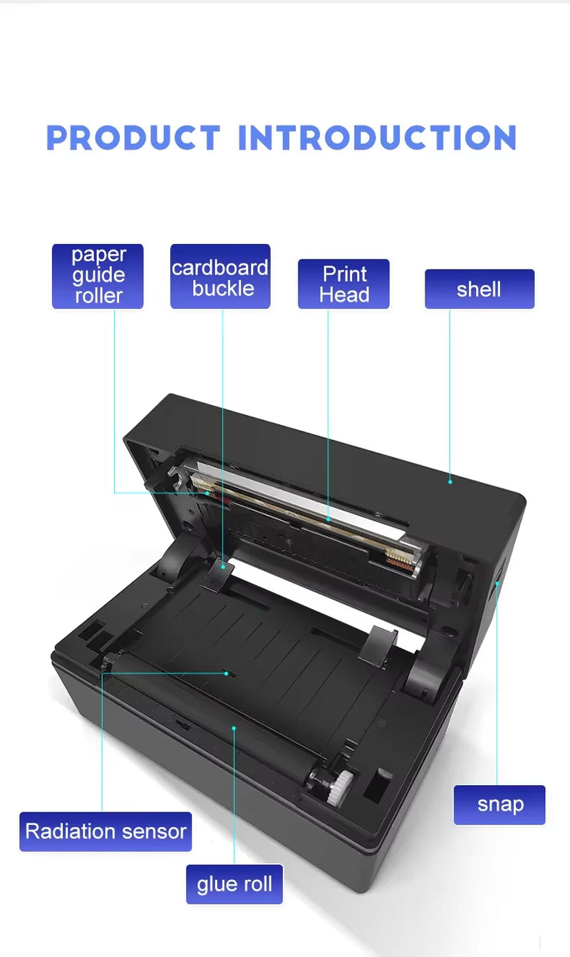 D100 Smart Label Printer Bluetooth Inkless Sticker Maker Printer Machine for Phone/Laptops Office Electronics