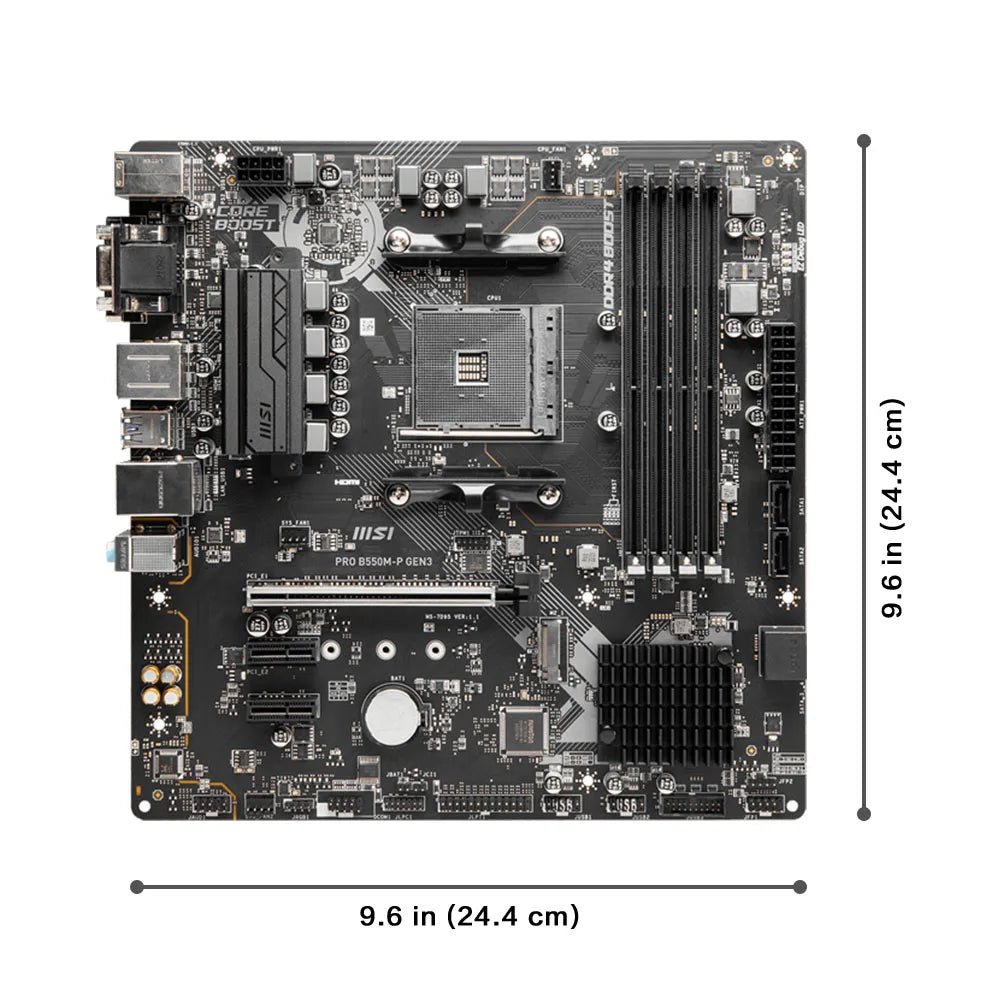 PRO B550M-P GEN3 AMD Gaming Motherboard AM4 DDR4 M.2 Supports Ryzen CPU R3 R5 R7 5000&3000 Series Desktop Computer Mainboard