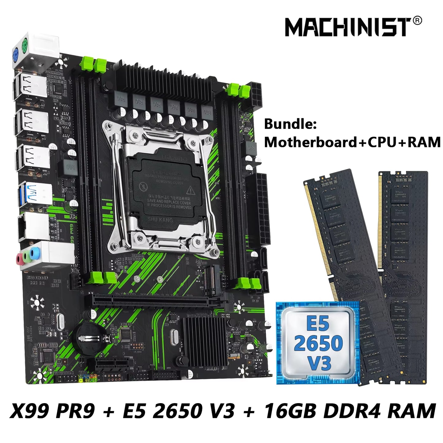 X99 PR9 Motherboard Kit Set LGA 2011-3 Set Intel Xeon E5 2650 V3 CPU and DDR4 16GB(2*8GB) RAM Optional Combo Usb3.0