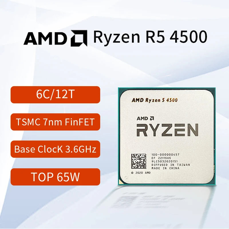 New Ryzen 5 4500 R5 4500 6-Core 3.6 Ghz 12-Thread 7NM 65W CPU Gamer CPU Processor Socket AM4 Ryzen 프로세서