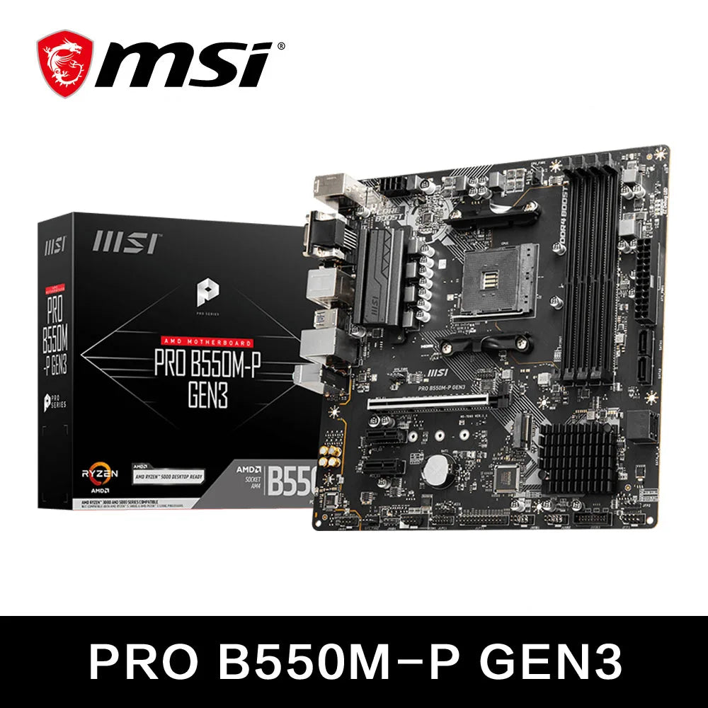 PRO B550M-P GEN3 AMD Gaming Motherboard AM4 DDR4 M.2 Supports Ryzen CPU R3 R5 R7 5000&3000 Series Desktop Computer Mainboard