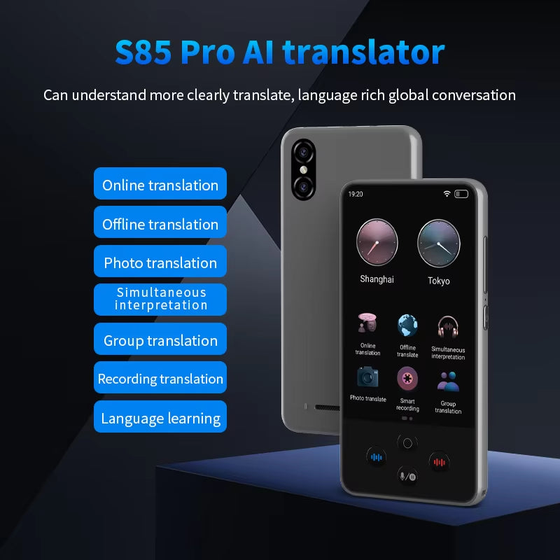 Portable S85 Pro Translator Device Big Screen 138 Languages Voice Tradutor Intelligent Real-Time Translating Offline Translation