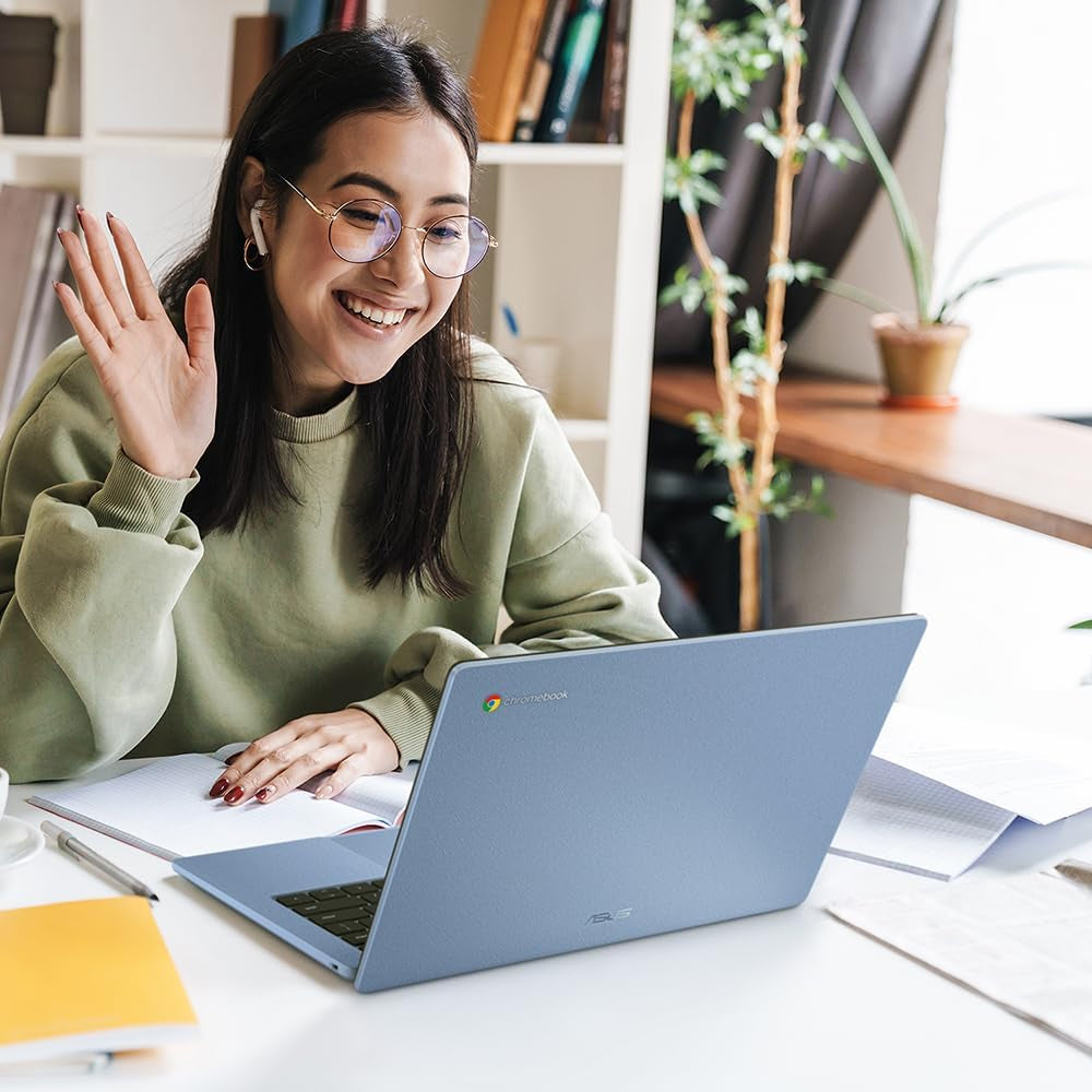 Chromebook 14 CX1405CKA Laptop | 14.0" Full HD Screen | Intel Celeron N4500 Processor | 4GB RAM | 64GB Emmc Storage | Google Chrome OS | Fabric Blue | Amazon Exclusive