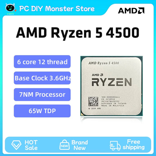New  Ryzen 5 4500 R5 4500 6-Core 3.6 Ghz 12-Thread 7NM 65W CPU Gamer CPU Processor Socket AM4 Ryzen 프로세서
