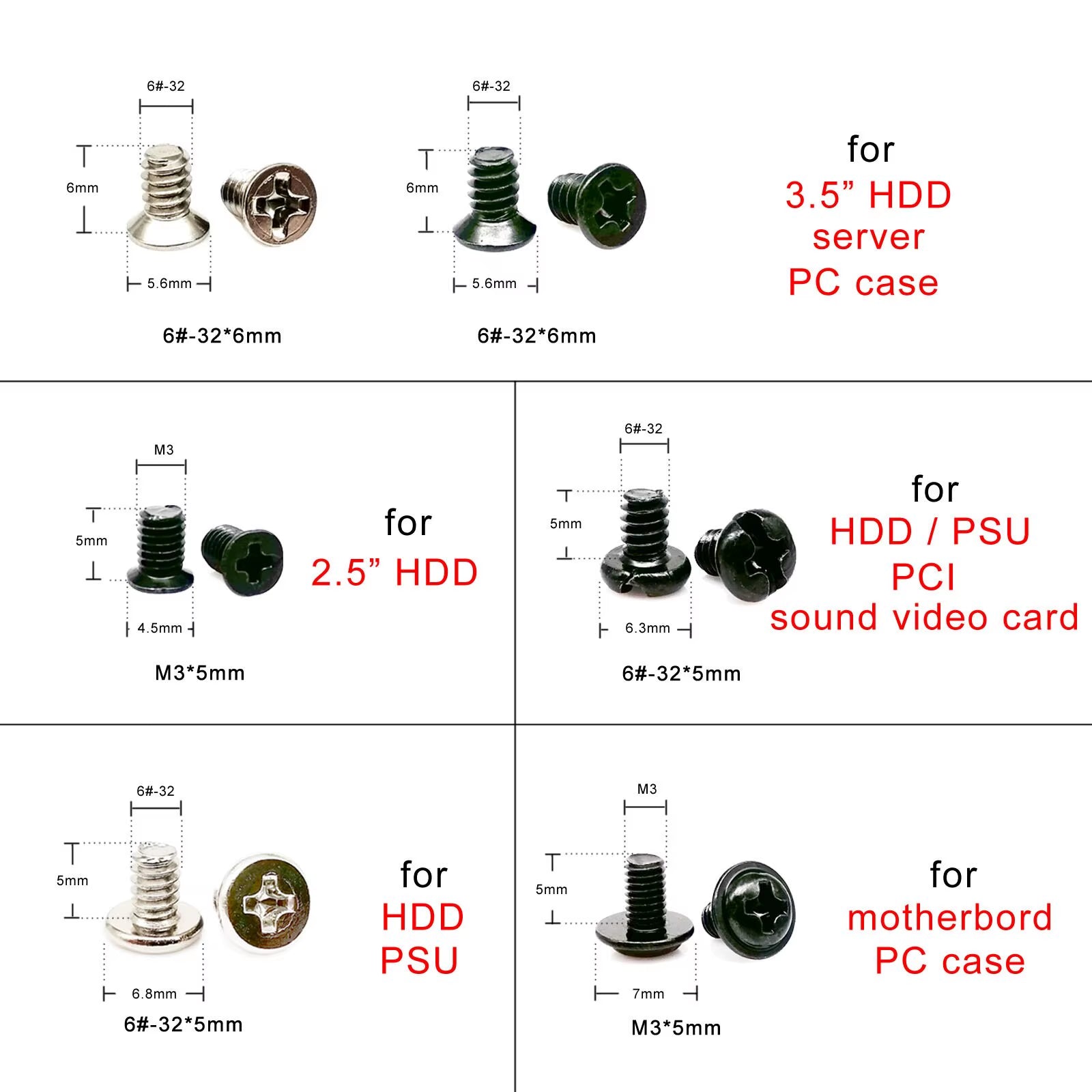 305Pcs/Box Computer PC Case Assemble Repair Set Kit Screw Bolt Standoff for Hard Disk Drive Fan Motherboard Power Supply