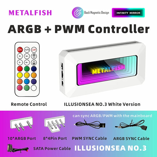 ARGB Fan HUB Splitter with 4Pin PWM for Computer Cooling SYNC CPU Radiator 5V 3Pin LED Light Strip Remote Controller