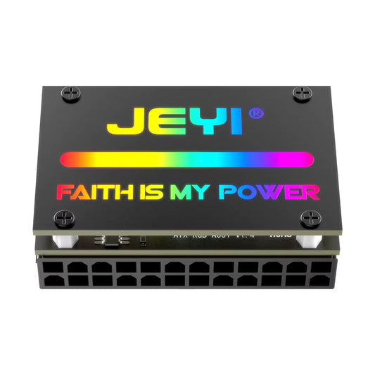 ATX 24Pin 90° RGB Adapter, 18 Light Modes Female to 24Pin Male 90 Degree Motherboard Power Adapter for Desktops PC Supply