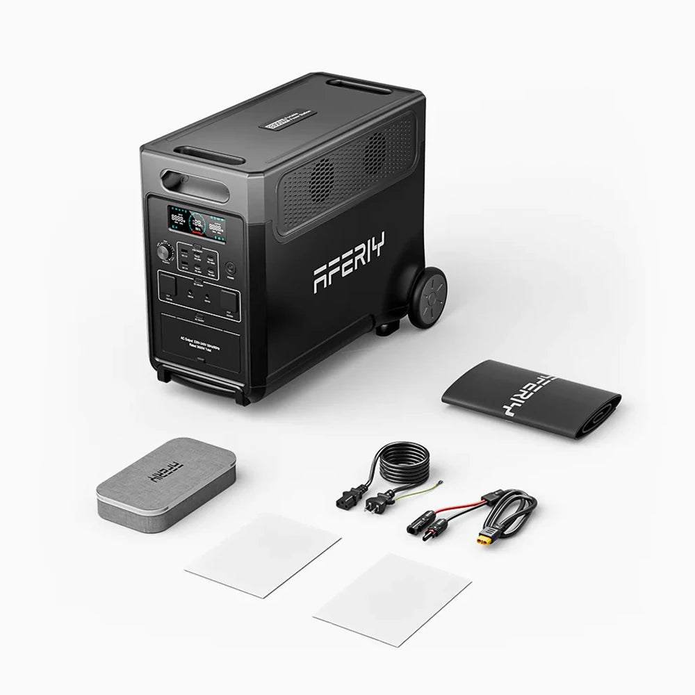 [UK Direct]  P310 Portable Power Station 3840Wh Lifepo4 Solar Generator 3600W AC Output, UPS Pure Sine Wave Fully Recharge in 1.5 Hours 13 Output Ports, LCD Screen with Rolling Wheels UK Plug